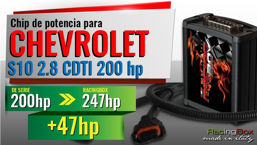 Chip de potencia Chevrolet S10 2.8 CDTI 200 hp aumento de potencia