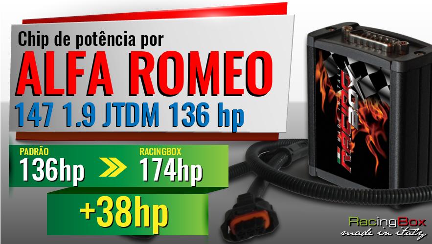 Chip de potência Alfa Romeo 147 1.9 JTDM 136 hp aumento de potência