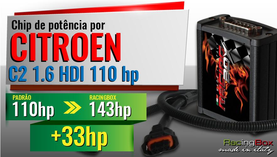 Chip de potência Citroen C2 1.6 HDI 110 hp aumento de potência